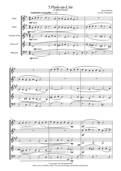 Peter Warlock: Capriol Suite No.5 "Pieds en L'Air" - wind quintet image number null