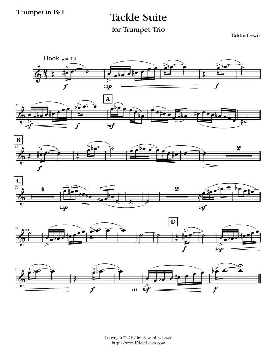 Tackle Suite for Trumpet Trio by Eddie Lewis Trumpet Trio scores gallery preview page 2