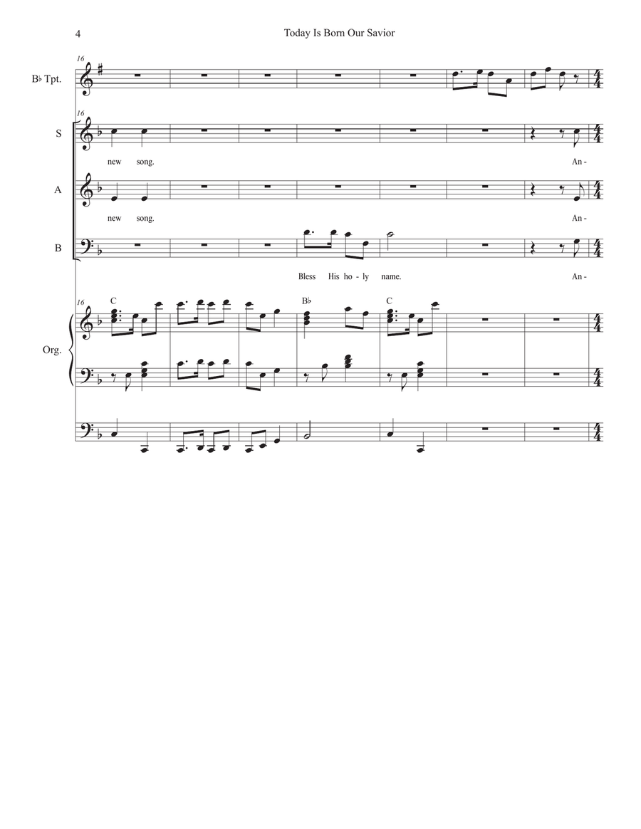 Today Is Born Our Savior (Psalm 96) (SAB) 3-Part scores gallery preview page 4