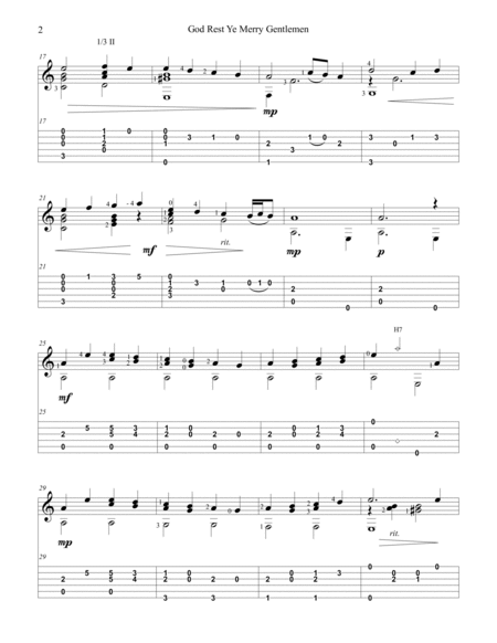 "God Rest Ye Merry Gentlemen" for solo classical fingerstyle guitar (+TAB) image number null