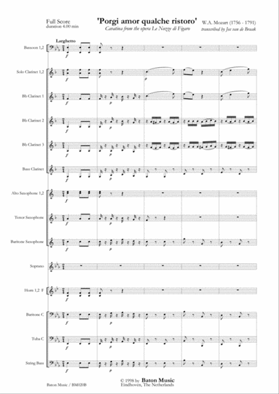 Porgi amor qualche ristoro Concert Band scores gallery preview page 2