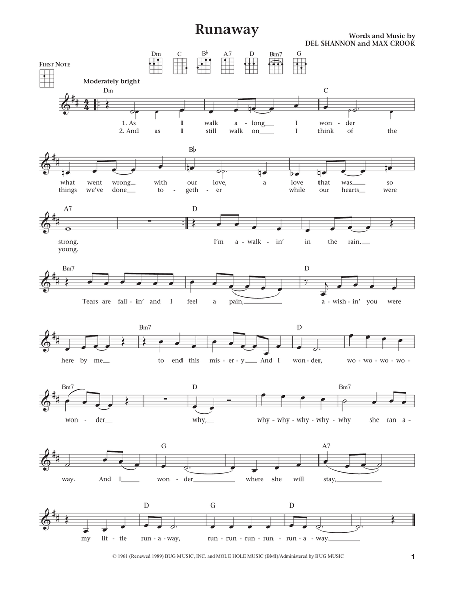 Runaway (from The Daily Ukulele) (arr. Liz and Jim Beloff) Ukulele scores gallery preview page 1