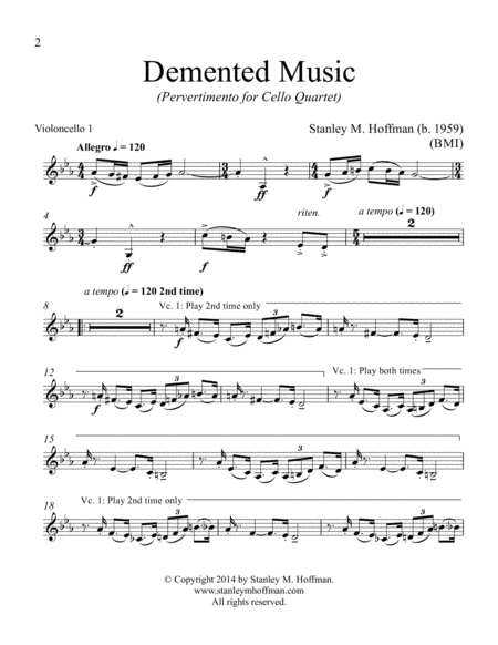 Demented Music (Pervertimento for Cello Quartet) image number null