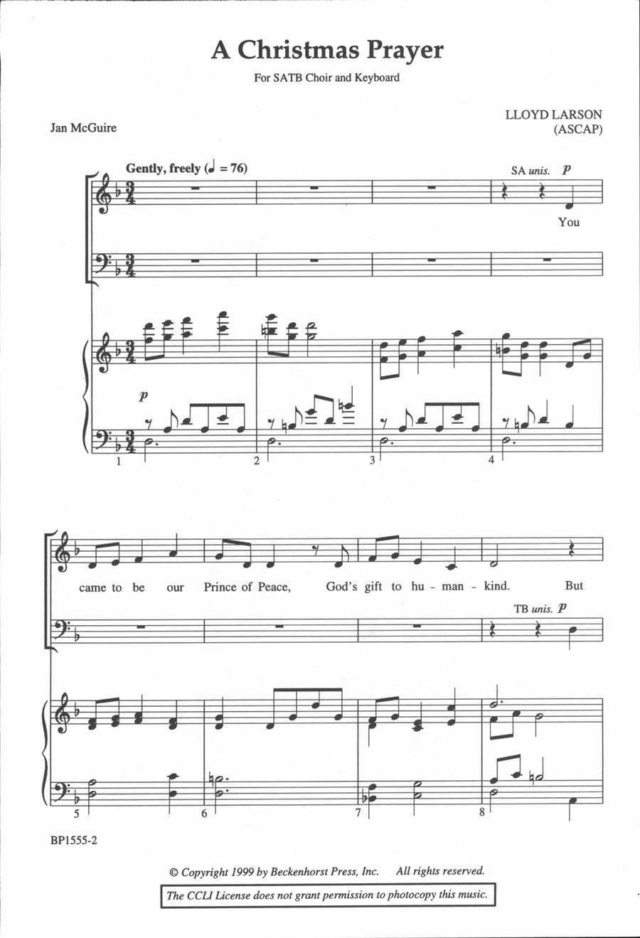 A Christmas Prayer A Christmas Prayer 4-Part scores gallery preview page 2