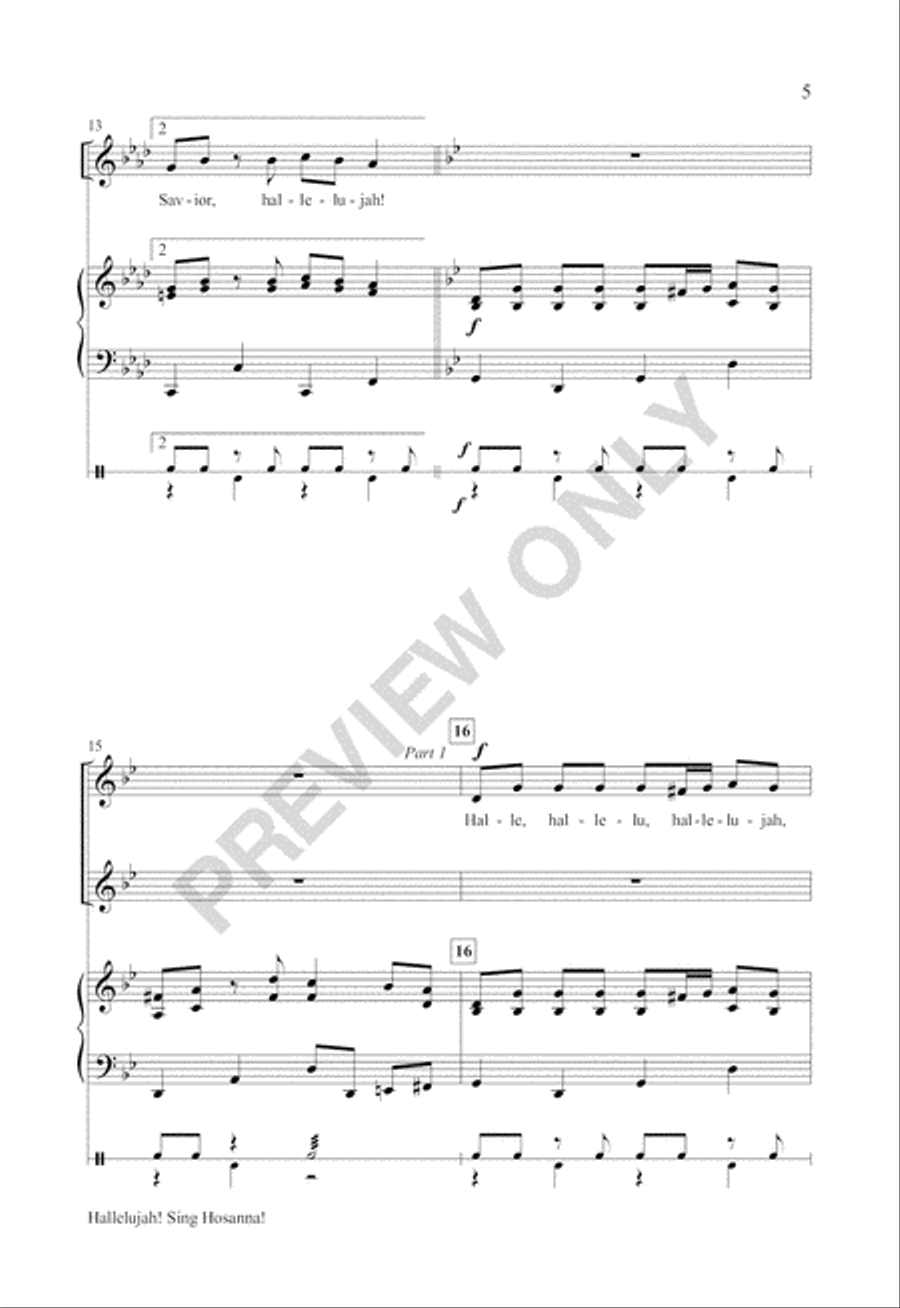 Hallelujah! Sing Hosanna! Unison Choir scores gallery preview page 4