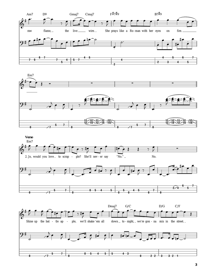 Josie Josie Bass Guitar Tablature scores gallery preview page 3