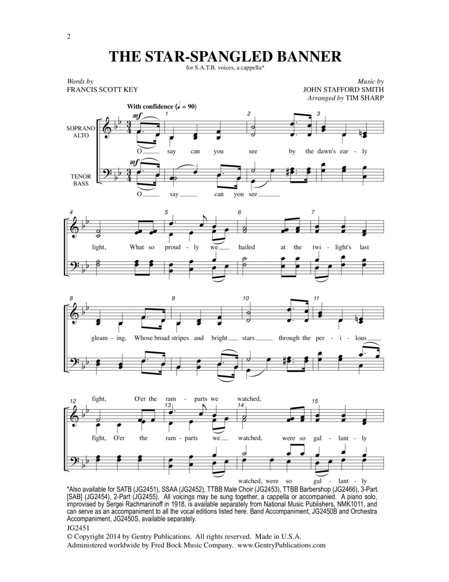The Star-Spangled Banner 4-Part scores gallery preview page 1