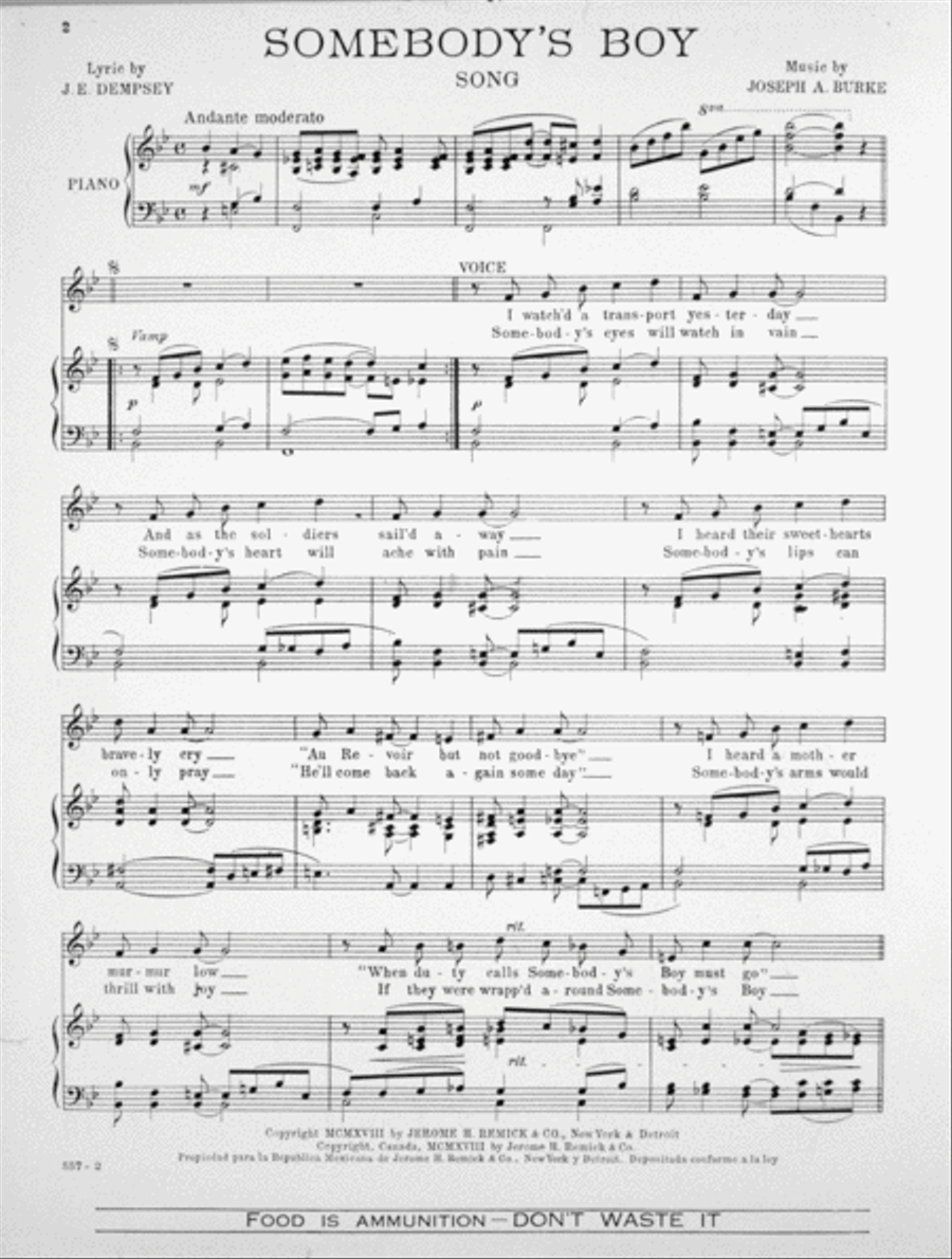 Somebody's Boy. Song Voice scores gallery preview page 2