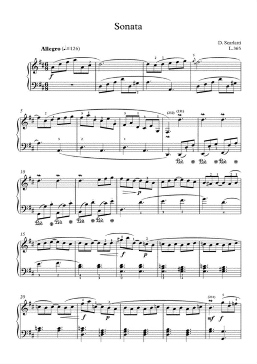 Scarlatti-Sonata in D-Major L.365 K.401(piano) Piano Solo scores gallery preview page 2