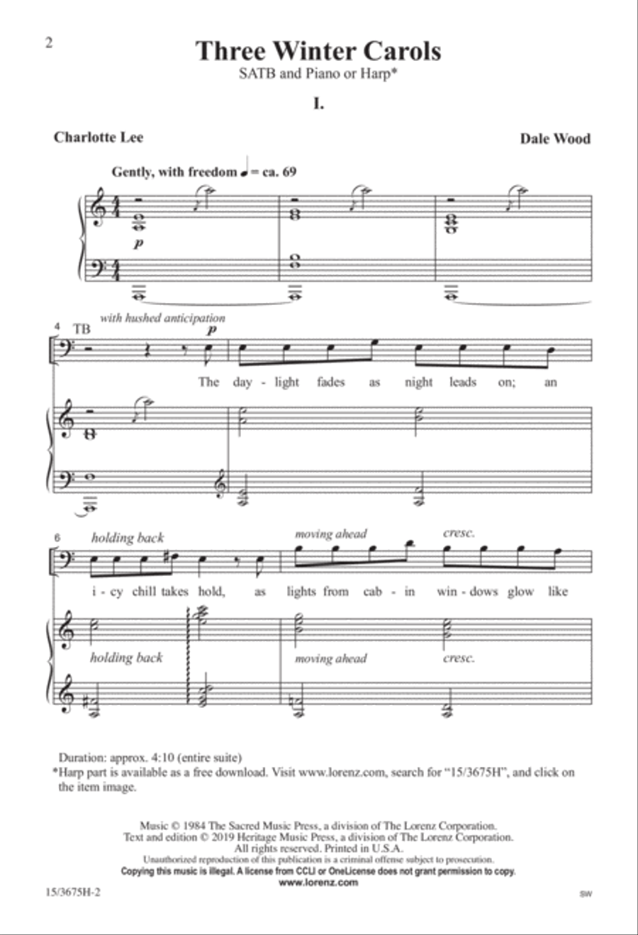 Three Winter Carols 4-Part scores gallery preview page 2