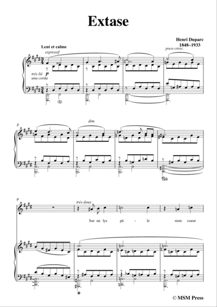 Duparc-Extase in E Major,for Violin and Piano Voice scores gallery preview page 3