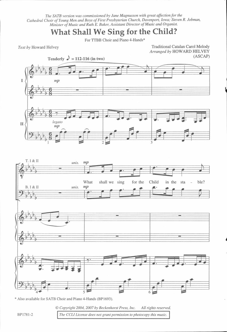 What Shall We Sing for the Child? (TTBB) TTBB scores gallery preview page 2
