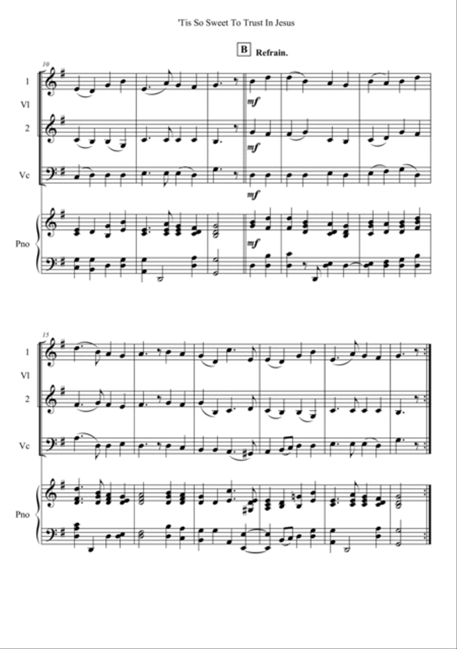 'Tis So Sweet To Trust In Jesus Piano Quartet scores gallery preview page 2