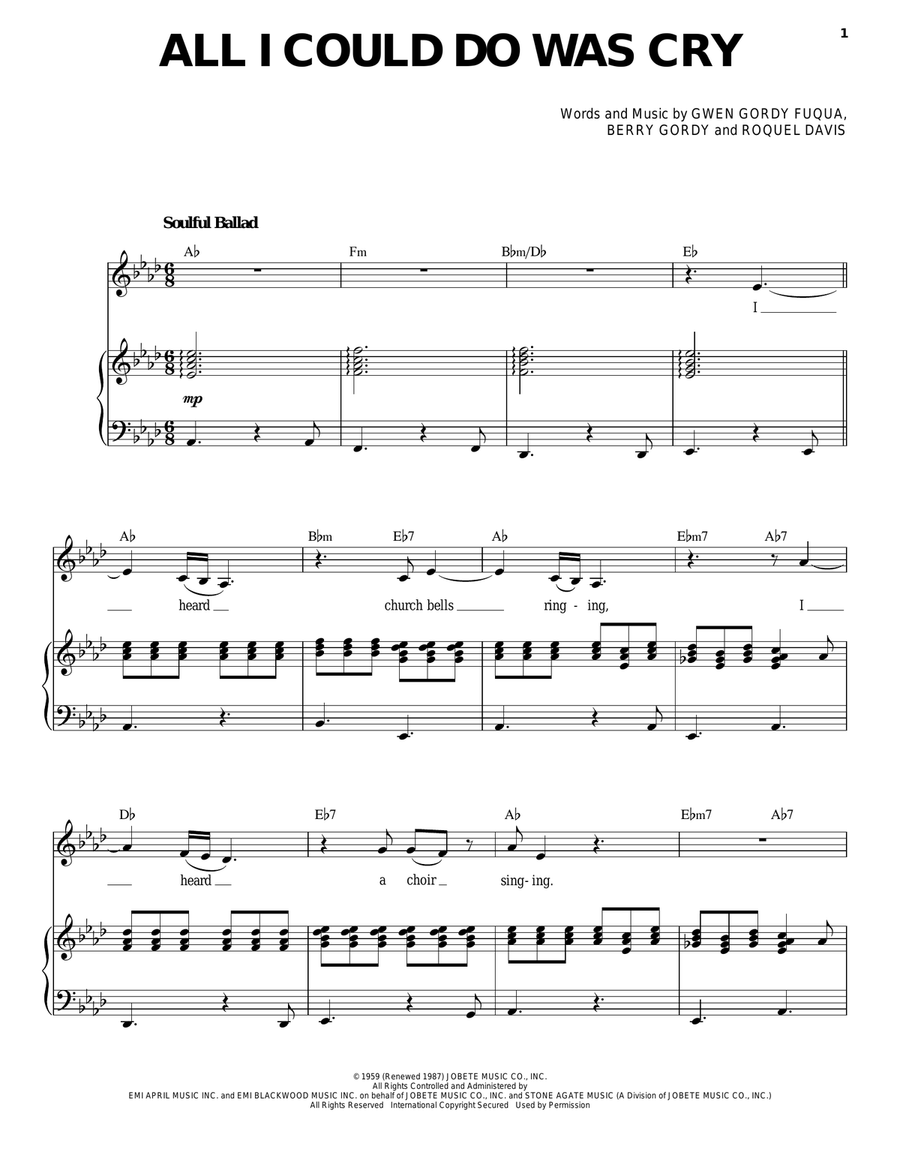 All I Could Do Was Cry Voice scores gallery preview page 1