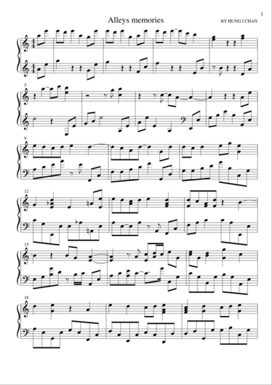 Alleys memories Piano Solo scores gallery preview page 1