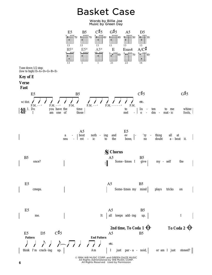 Basket Case Basket Case Electric Guitar scores gallery preview page 1