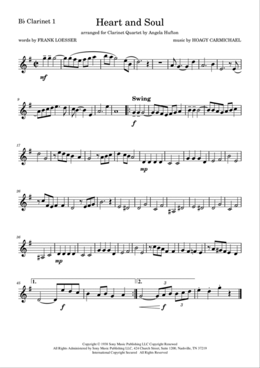 Heart And Soul Clarinet Quartet scores gallery preview page 4