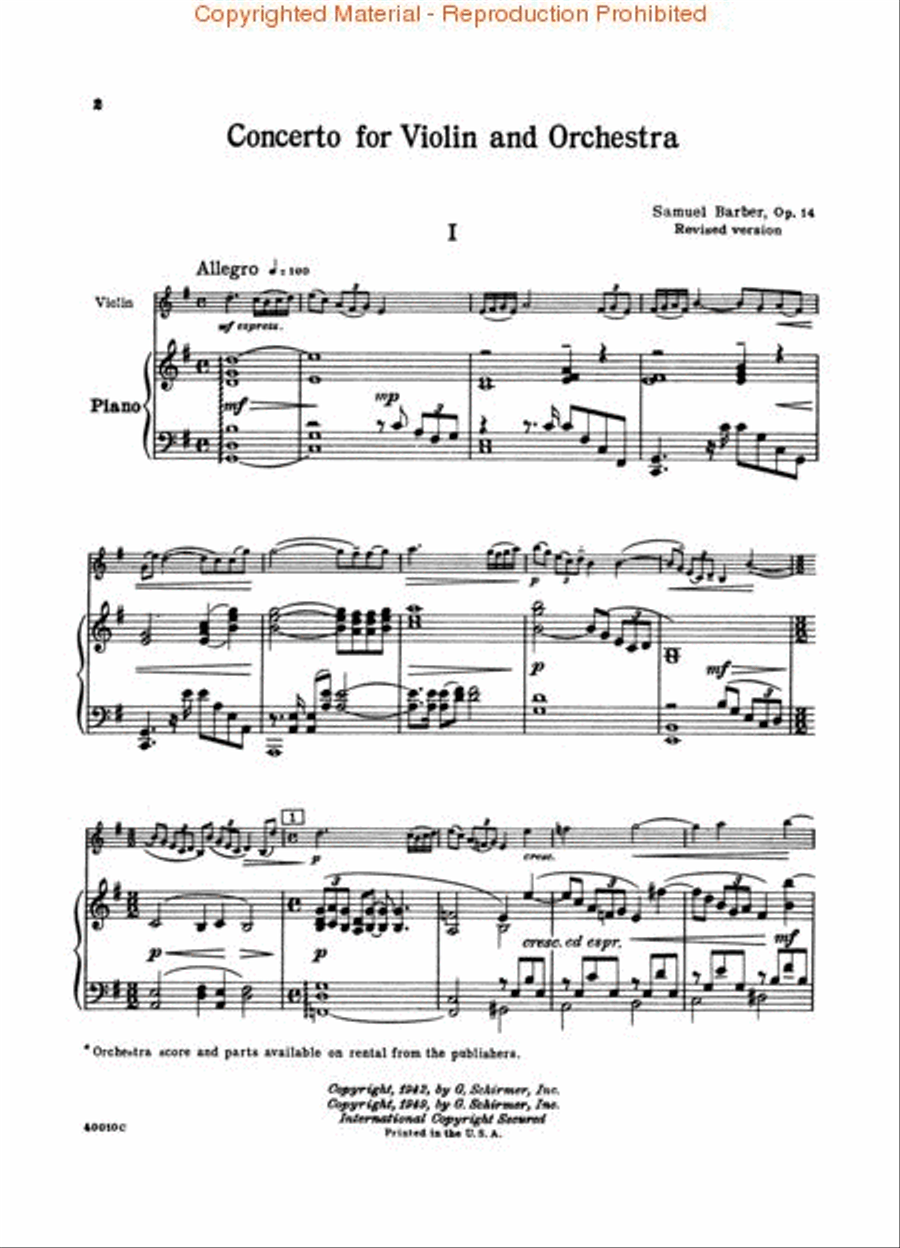 Concerto – Corrected Revised Version Violin Solo scores gallery preview page 2