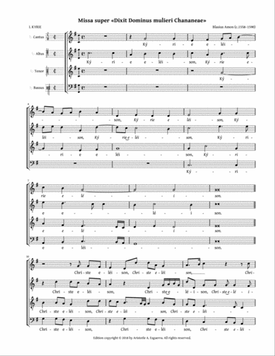 Missa super «Dixit Dominus mulieri Chananeae» (Amon) TB scores gallery preview page 1