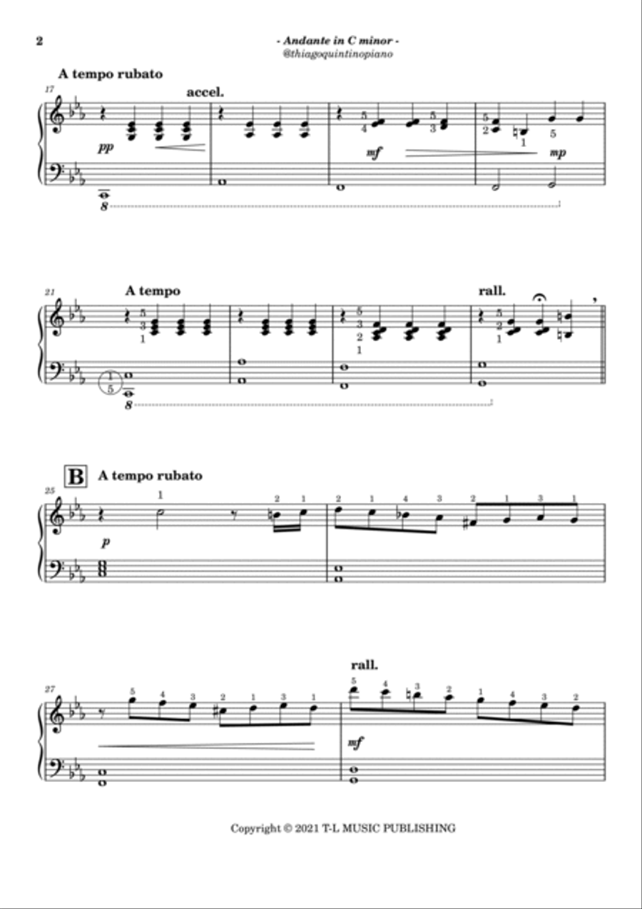 Andante In C Minor - Solo Piano Easy Piano scores gallery preview page 2