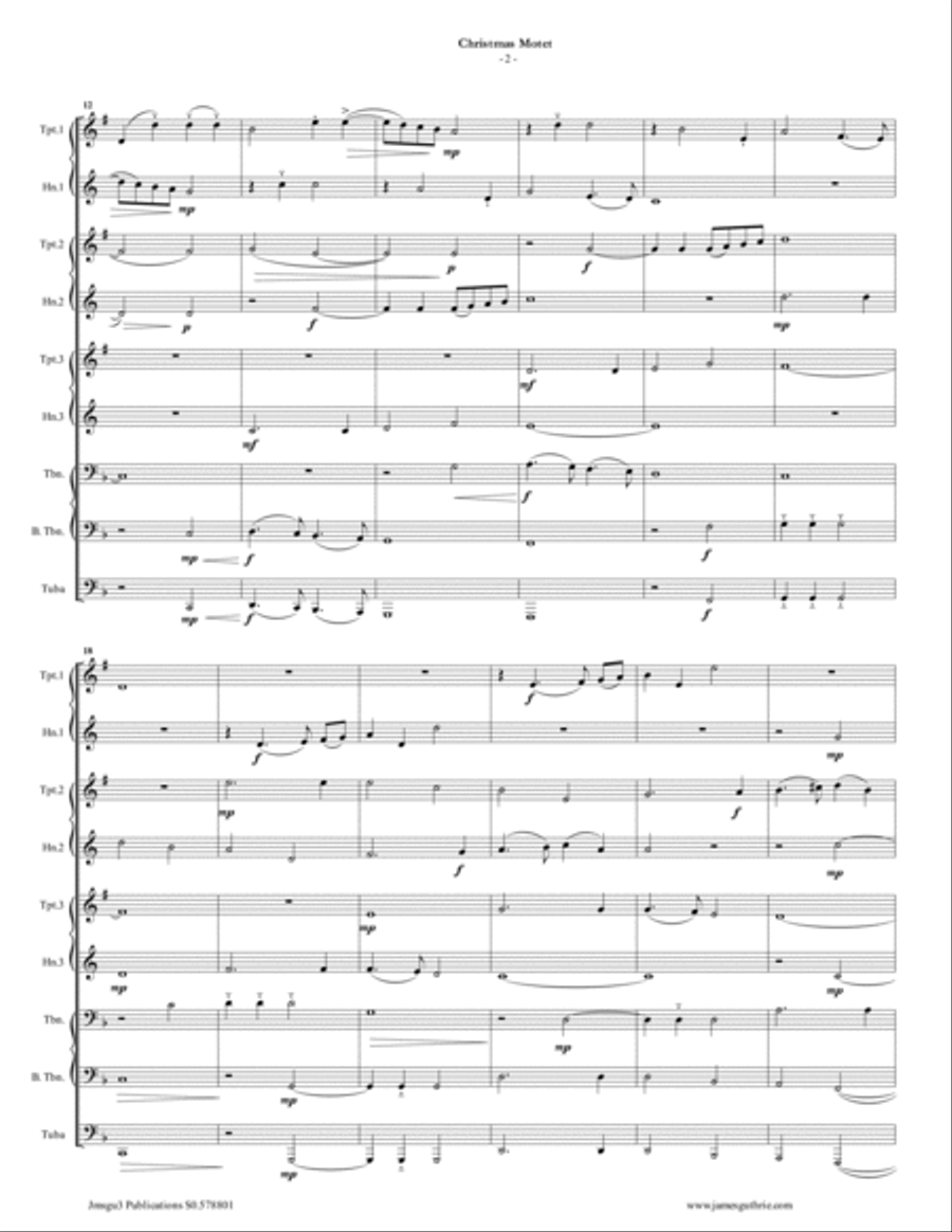 Mouton: Christmas Motet for Brass Choir Brass Ensemble scores gallery preview page 2