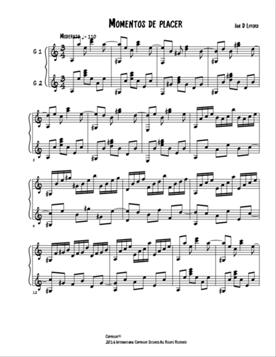 MOMENTOS DE PLACER MOMENTOS DE PLACER Guitar Solo scores gallery preview page 1