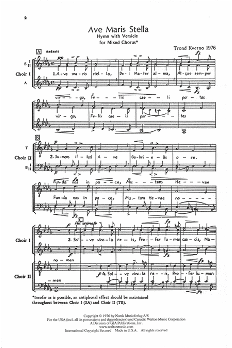 Ave Maris Stella - SATB Double Choir 4-Part scores gallery preview page 2