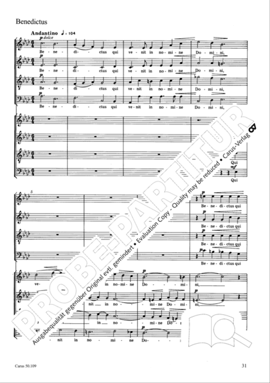 Mass in E flat major (Messe in Es) 4-Part scores gallery preview page 32