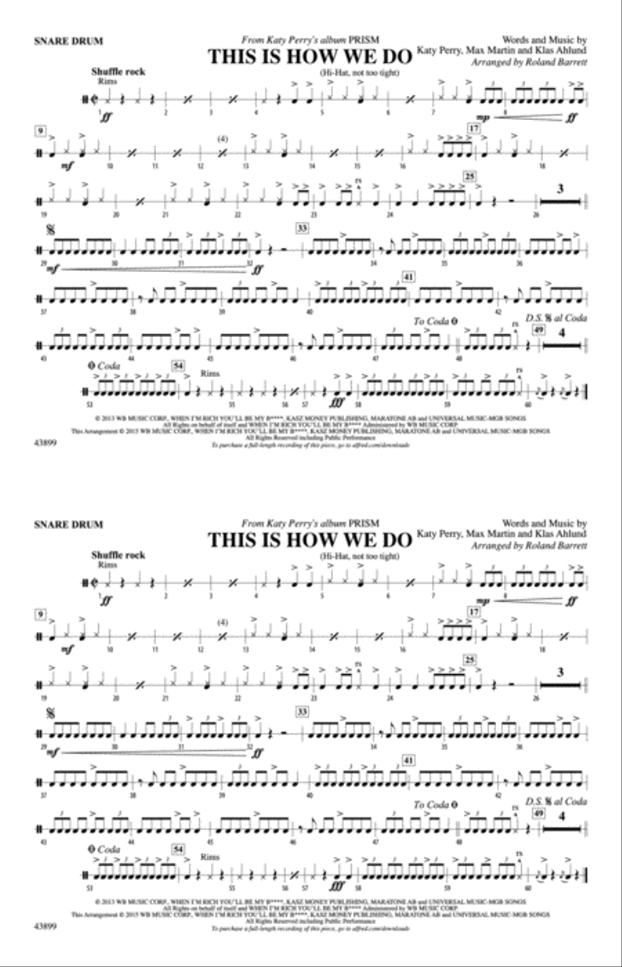 This Is How We Do: Snare Drum Marching Band scores gallery preview page 1