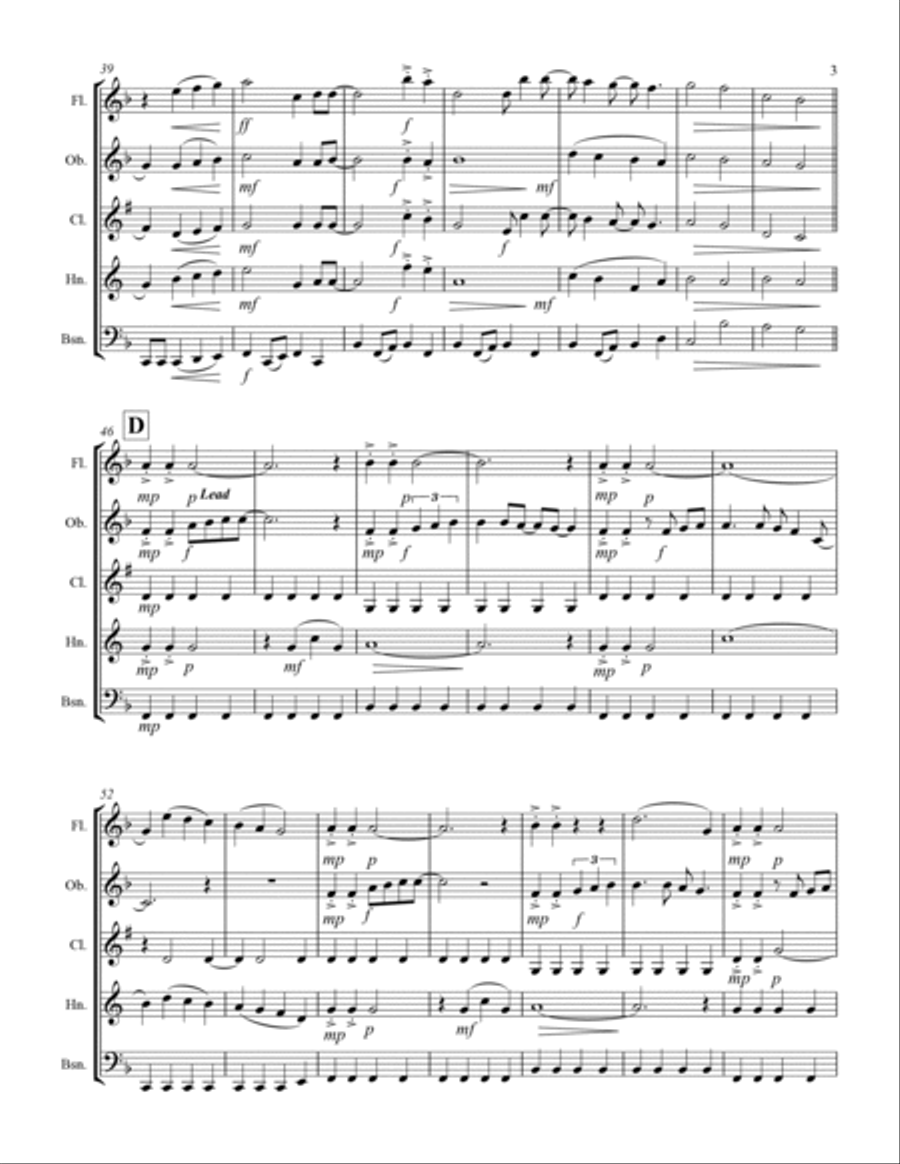 Sweet Caroline Woodwind Quintet scores gallery preview page 4