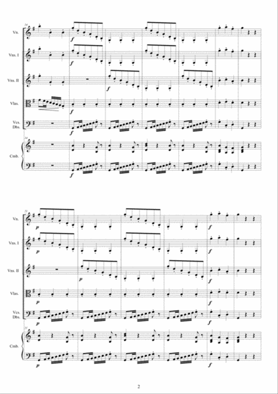 Vivaldi - Violin Concerto No.10 in G major RV 300 Op.9 for Violin, Strings and Cembalo Chamber Orchestra scores gallery preview page 2