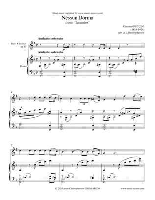 Nessun Dorma - Bass Clarinet and Piano