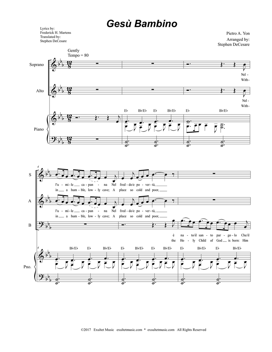 Gesu Bambino (for SAB) 3-Part scores gallery preview page 2