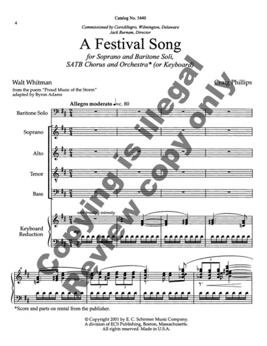 A Festival Song (Choral score) image number null