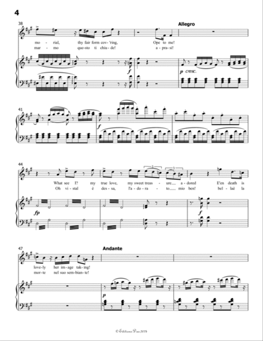 Ah! Se tu dormi,svegliati, by Vaccai Nicola, in A Major Voice scores gallery preview page 6