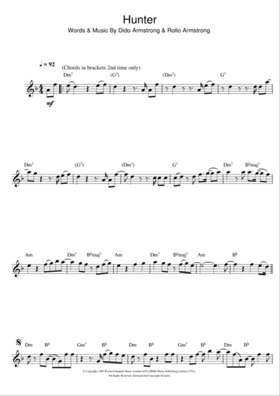 Hunter Hunter Flute Solo scores gallery preview page 1