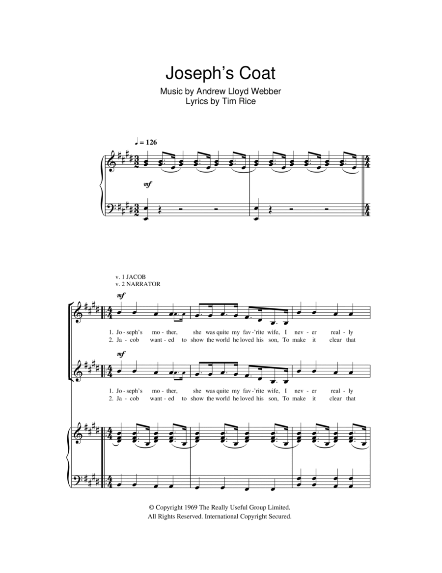 Joseph s Coat by Andrew Lloyd Webber 2 Part Digital Sheet Music Sheet Music Plus