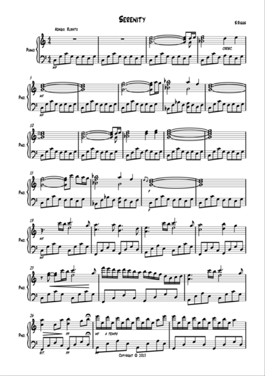 Serenity Piano Solo scores gallery preview page 1