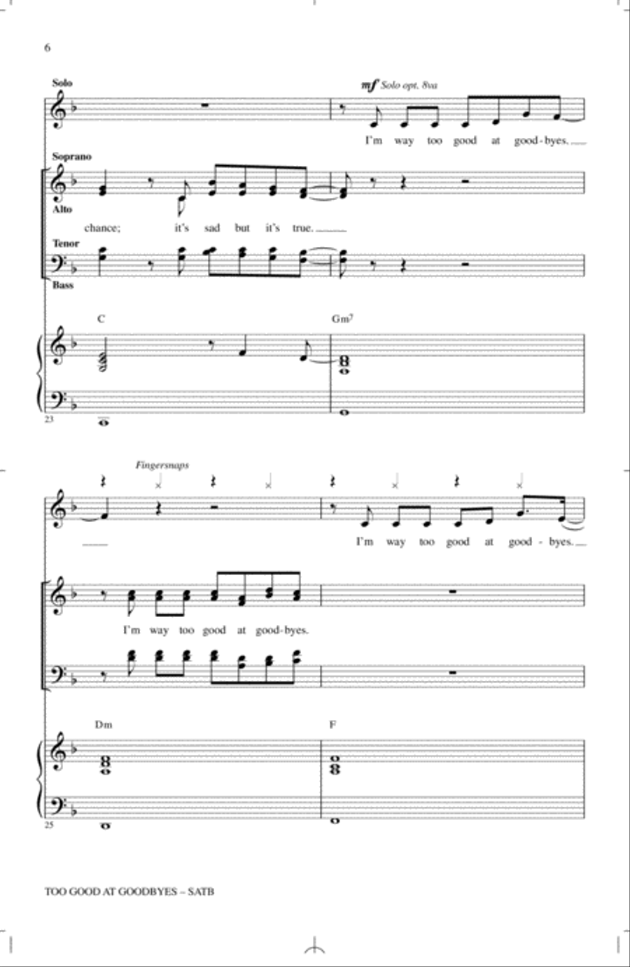 Too Good At Goodbyes 4-Part scores gallery preview page 5