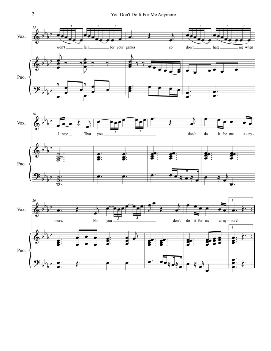 You Don't Do It For Me Anymore Piano, Vocal scores gallery preview page 2