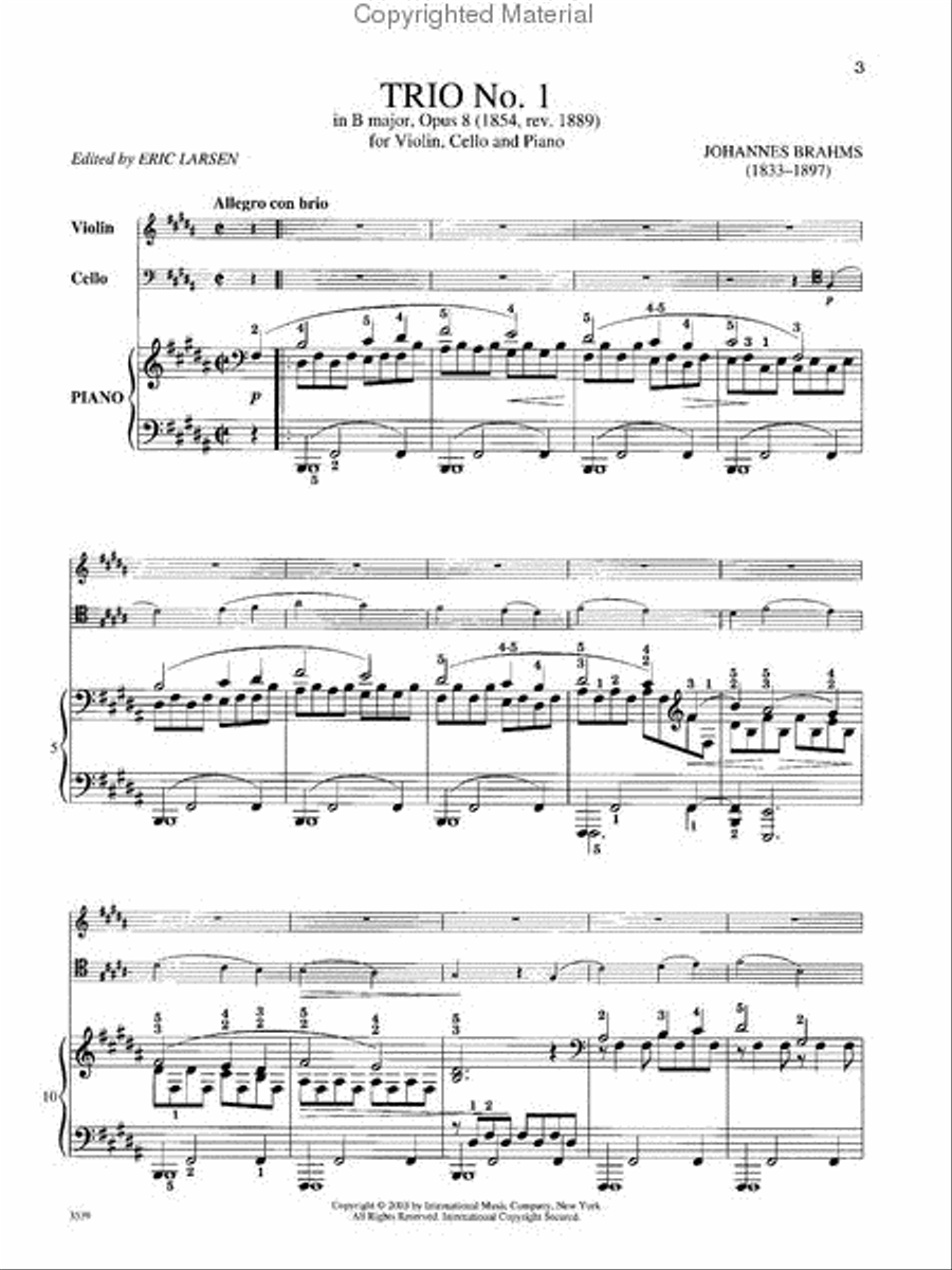 Trio No. 1 In B Major, Opus 8 Piano Trio scores gallery preview page 2
