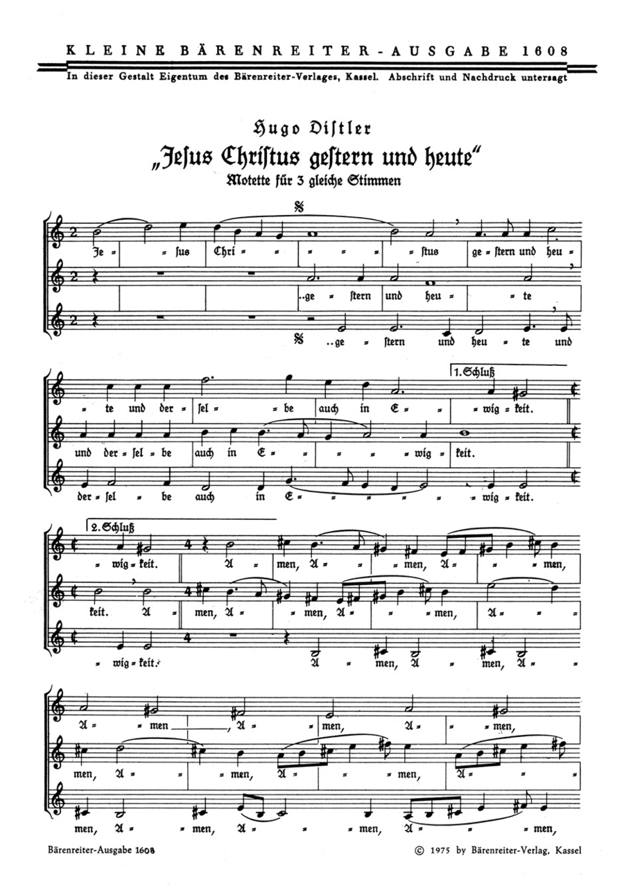 Jesus Christus, gestern und heute (1939) SSA scores gallery preview page 1