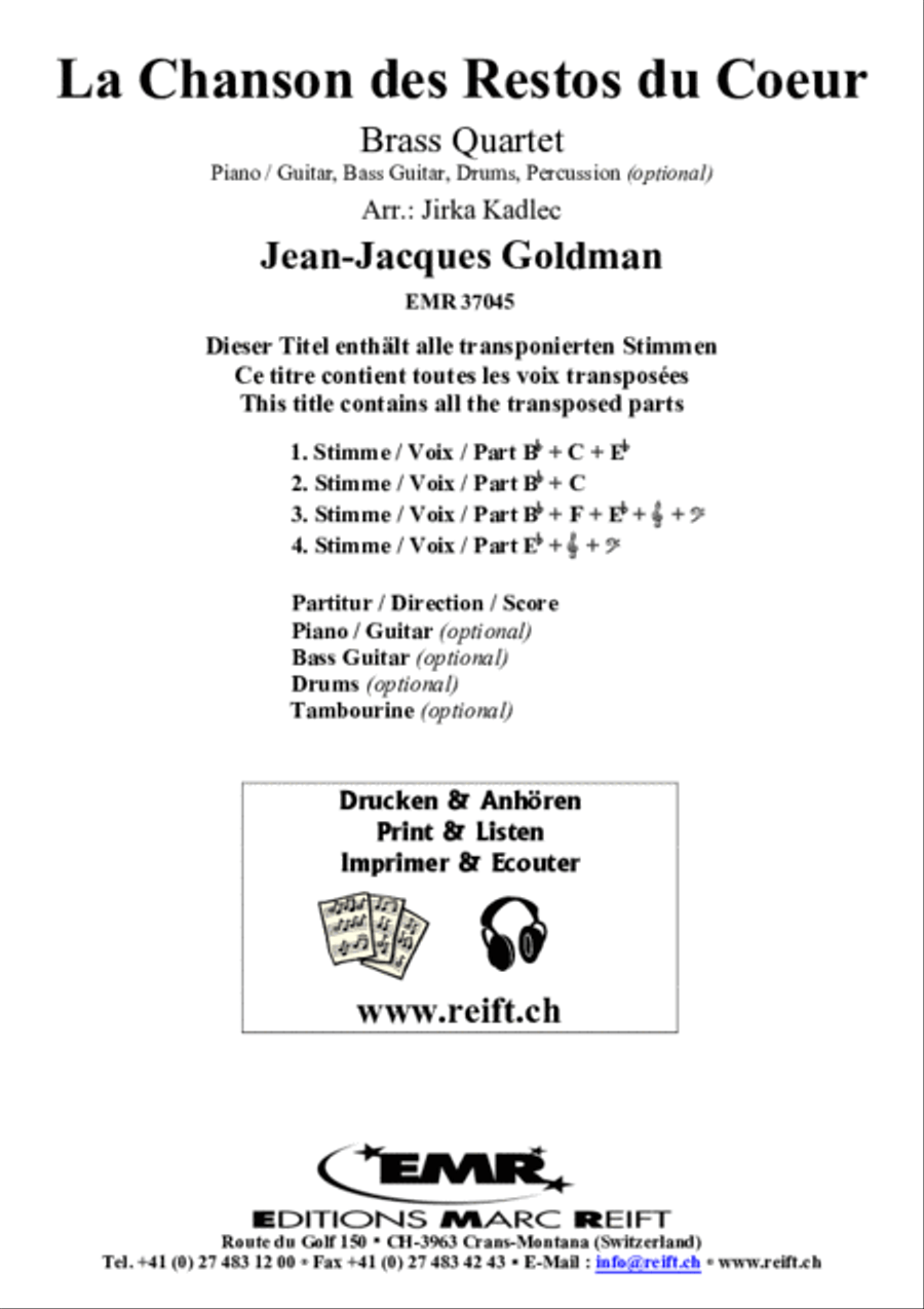 La Chanson des Restos du Coeur Brass Ensemble scores gallery preview page 2