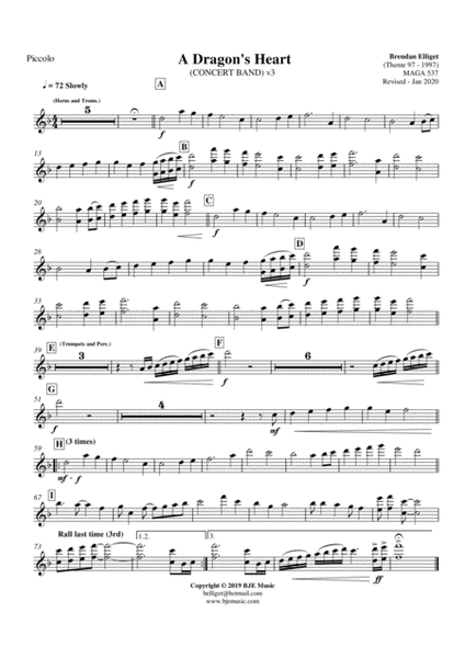 A Dragon's Heart v3 - Concert Band Score and Parts PDF image number null