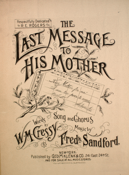 The Last Message to His Mother. Song and Chorus
