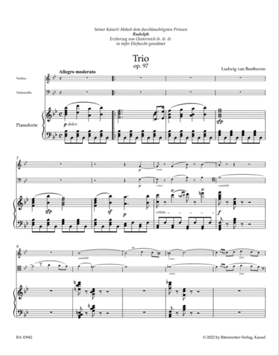 Trio for Pianoforte, Violin and Violoncello, op. 97 Piano Trio scores gallery preview page 2