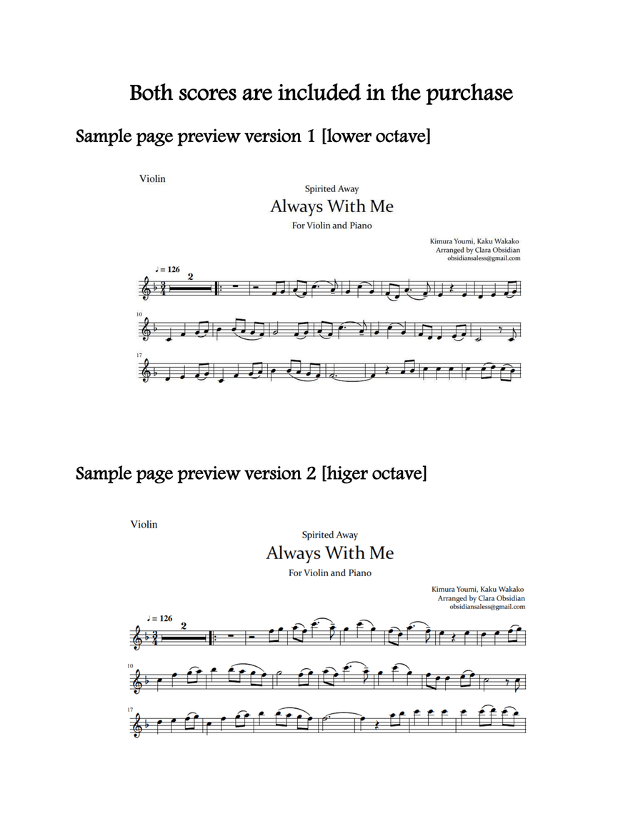 Itsumo Nandodemo (always With Me) Violin Solo scores gallery preview page 2