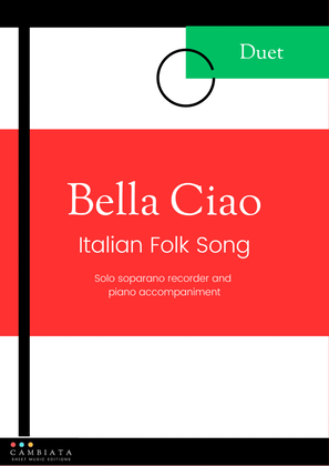 Bella Ciao - Solo soprano recorder and piano accompaniment (Easy)