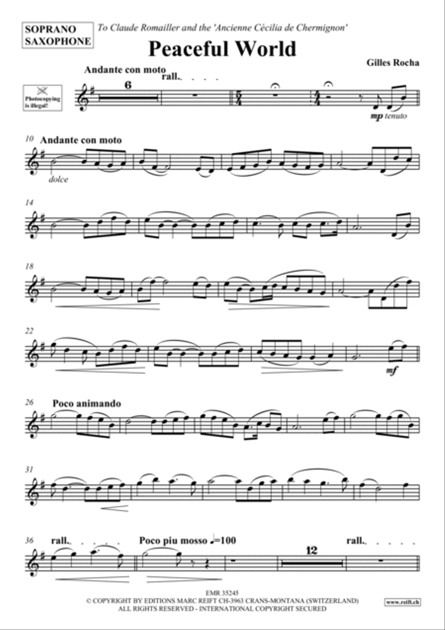 Peaceful World Soprano Saxophone scores gallery preview page 2