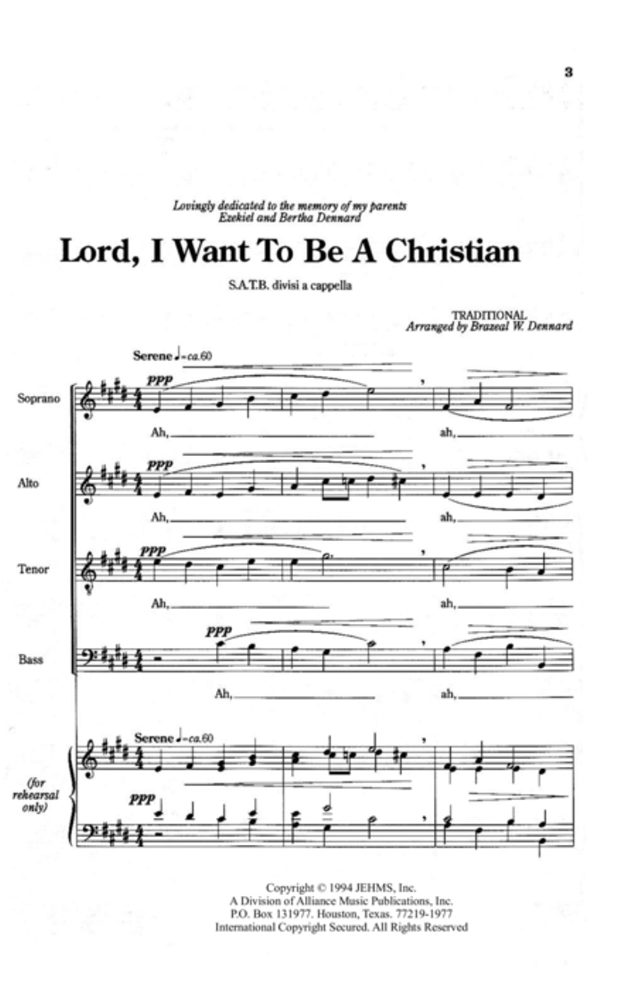 Lord, I Want to Be a Christian 4-Part scores gallery preview page 4